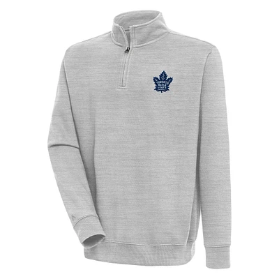 Men's Antigua  Heather Gray Toronto Maple Leafs Victory Quarter-Zip Pullover Top