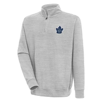 Men's Antigua  Heather Gray Toronto Maple Leafs Victory Quarter-Zip Pullover Top