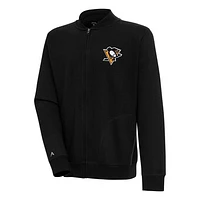 Men's Antigua  Black Pittsburgh Penguins Victory Full-Zip Jacket