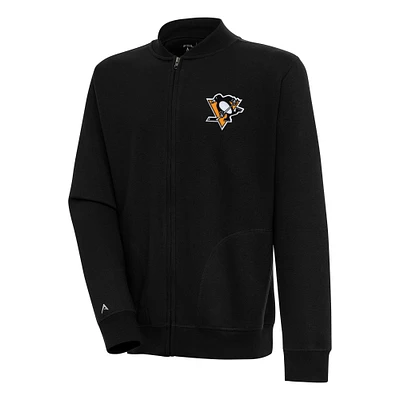 Men's Antigua  Black Pittsburgh Penguins Victory Full-Zip Jacket