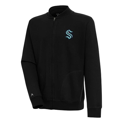 Men's Antigua  Black Seattle Kraken Victory Full-Zip Jacket