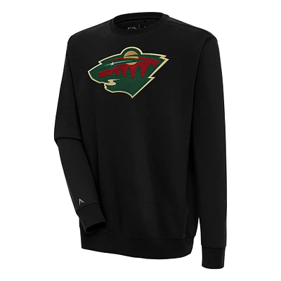 Men's Antigua  Black Minnesota Wild Victory Pullover Sweatshirt