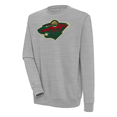Men's Antigua  Heather Gray Minnesota Wild Victory Pullover Sweatshirt