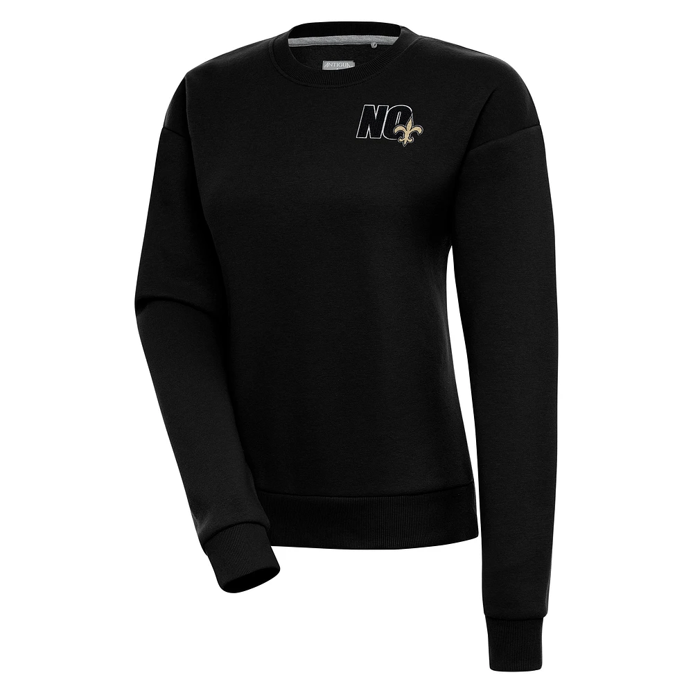 Women's Antigua Black New Orleans Saints Victory Pullover Sweatshirt