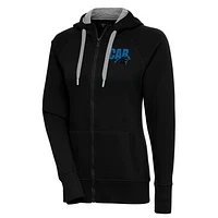 Women's Antigua  Black Carolina Panthers Victory Full-Zip Hoodie