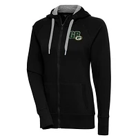 Women's Antigua  Black Green Bay Packers Victory Full-Zip Hoodie