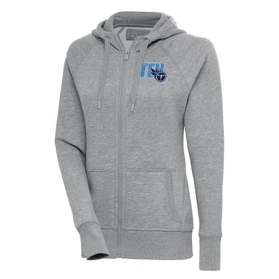 Women's Antigua  Heather Gray Tennessee Titans Victory Full-Zip Hoodie