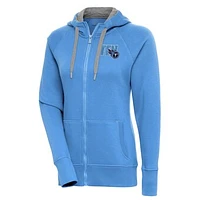Women's Antigua  Light Blue Tennessee Titans Victory Full-Zip Hoodie