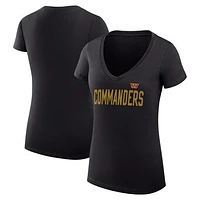 Women's G-III 4Her by Carl Banks Black Washington Commanders Dot Print V-Neck Fitted T-Shirt