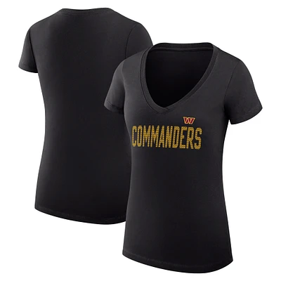 Women's G-III 4Her by Carl Banks Black Washington Commanders Dot Print V-Neck Fitted T-Shirt