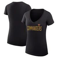 Women's G-III 4Her by Carl Banks Black Washington Commanders Dot Print V-Neck Fitted T-Shirt
