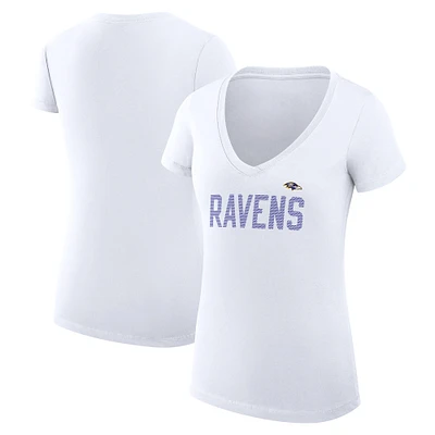 Women's G-III 4Her by Carl Banks White Baltimore Ravens Dot Print V-Neck Fitted T-Shirt
