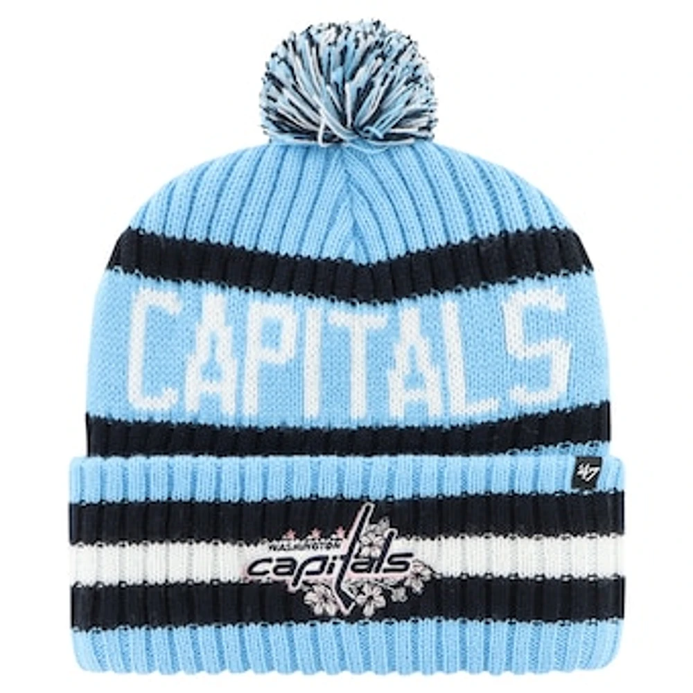 Men's '47 Light Blue Washington Capitals Cherry Blossom Bering Cuffed Knit Hat with Pom