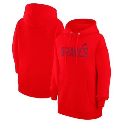 Women's G-III 4Her by Carl Banks  Red Atlanta Braves Dot Print Pullover Hoodie