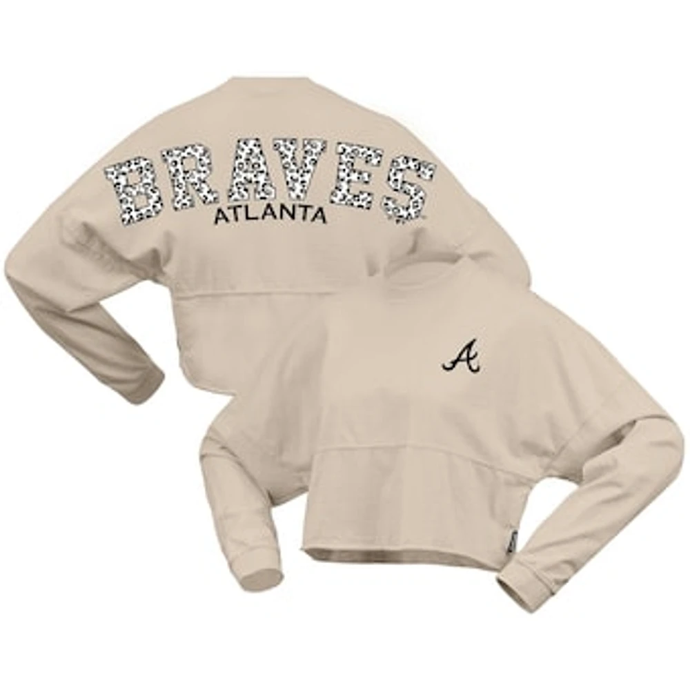 Women's Fanatics Cream Atlanta Braves Long Sleeve Cropped Jersey T-Shirt