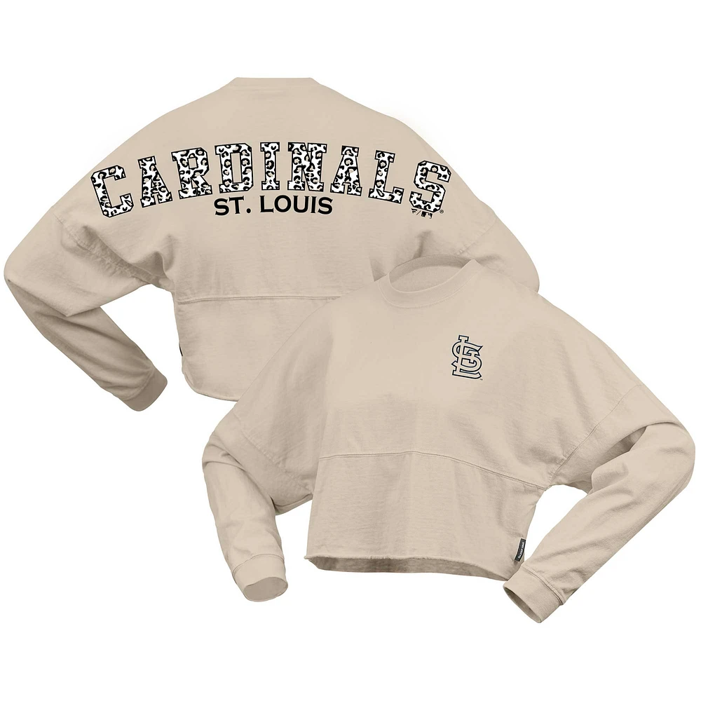 Women's Fanatics Cream St. Louis Cardinals Long Sleeve Cropped Jersey T-Shirt