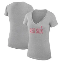 Women's G-III 4Her by Carl Banks  Gray Boston Red Sox Dot Print V-Neck Fitted T-Shirt