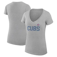 Women's G-III 4Her by Carl Banks Chicago Cubs Dot Print V-Neck Fitted T-Shirt