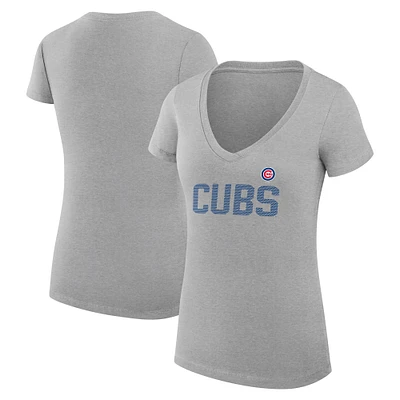 Women's G-III 4Her by Carl Banks Chicago Cubs Dot Print V-Neck Fitted T-Shirt