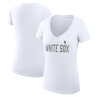 Women's G-III 4Her by Carl Banks  White Chicago Sox Dot Print V-Neck Fitted T-Shirt