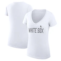 Women's G-III 4Her by Carl Banks  White Chicago Sox Dot Print V-Neck Fitted T-Shirt