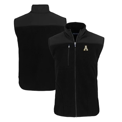 Men's Cutter & Buck  Black Appalachian State Mountaineers Big Tall Cascade Eco Sherpa Fleece Full-Zip Vest