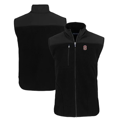 Men's Cutter & Buck  Black Stanford Cardinal Big Tall Cascade Eco Sherpa Fleece Full-Zip Vest