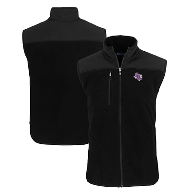Men's Cutter & Buck  Black Stephen F Austin Lumberjacks Big Tall Cascade Eco Sherpa Fleece Full-Zip Vest