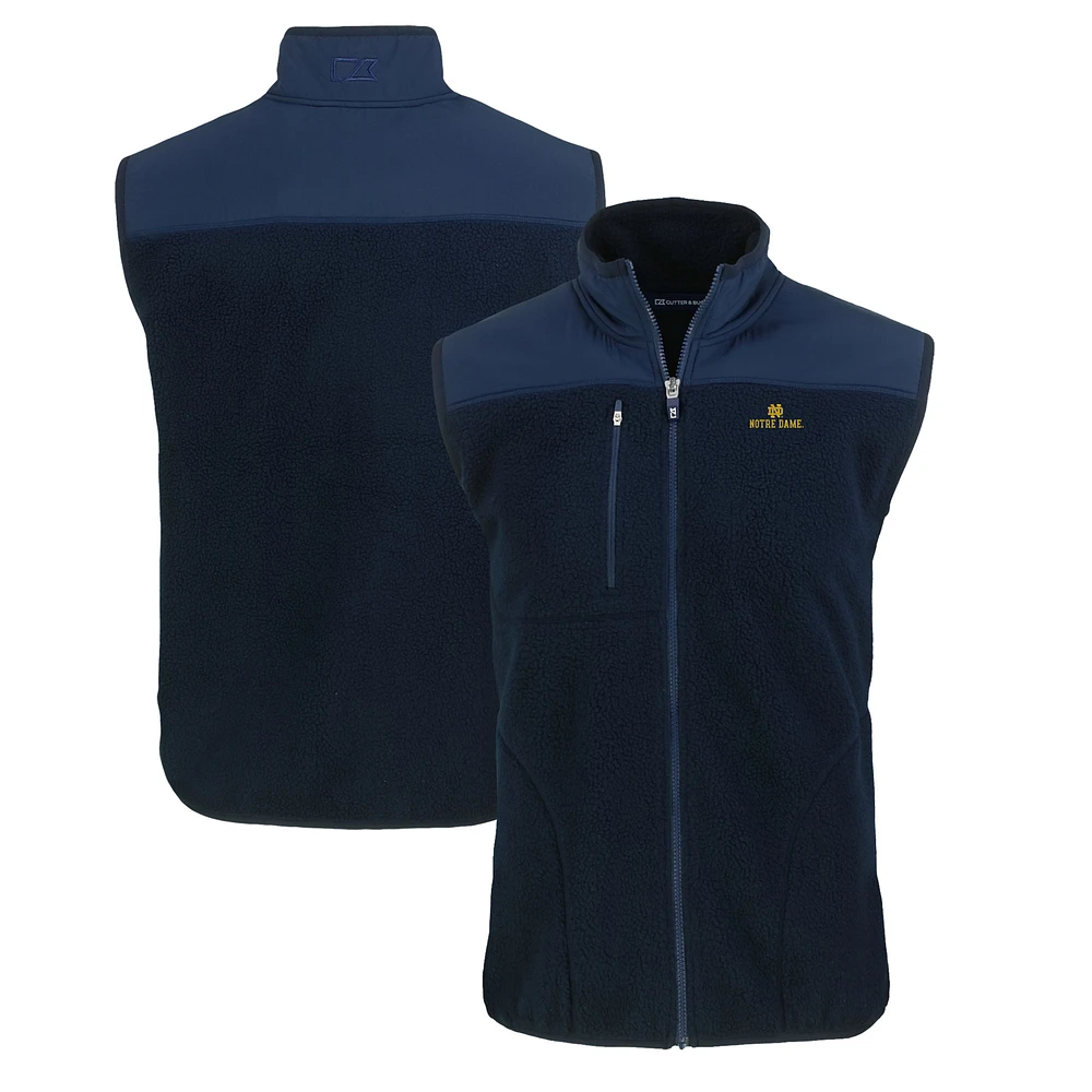 Men's Cutter & Buck Navy Notre Dame Fighting Irish Big Tall Cascade Eco Sherpa Fleece Full-Zip Vest