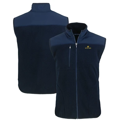 Men's Cutter & Buck  Navy Notre Dame Fighting Irish Big Tall Cascade Eco Sherpa Fleece Full-Zip Vest