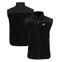 Men's Cutter & Buck  Black Ohio State Buckeyes Big Tall Cascade Eco Sherpa Fleece Full-Zip Vest