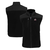 Men's Cutter & Buck  Black Ohio State Buckeyes Big Tall Cascade Eco Sherpa Fleece Full-Zip Vest