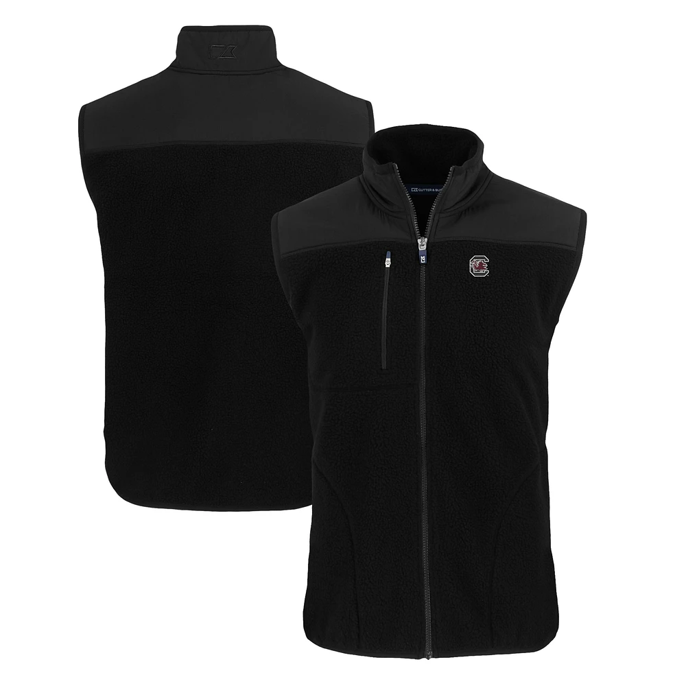 Men's Cutter & Buck Black South Carolina Gamecocks Big Tall Cascade Eco Sherpa Fleece Full-Zip Vest