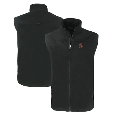 Men's Cutter & Buck  Black Cornell Big Red Tall Charter Eco Full-Zip Vest