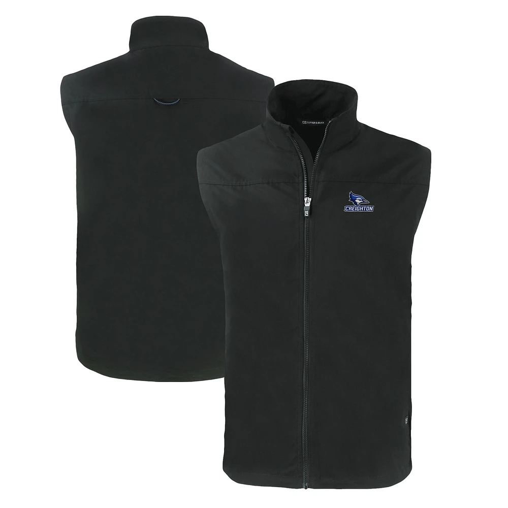 Men's Cutter & Buck Black Creighton Bluejays Big Tall Charter Eco Full-Zip Vest