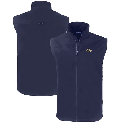Men's Cutter & Buck  Navy Georgia Tech Yellow Jackets Big Tall Charter Eco Full-Zip Vest