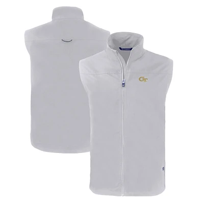 Men's Cutter & Buck  Gray Georgia Tech Yellow Jackets Big Tall Charter Eco Full-Zip Vest