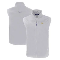 Men's Cutter & Buck  Gray Georgia Tech Yellow Jackets Big Tall Charter Eco Full-Zip Vest