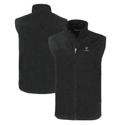 Men's Cutter & Buck  Black Harvard Crimson Big Tall Charter Eco Full-Zip Vest