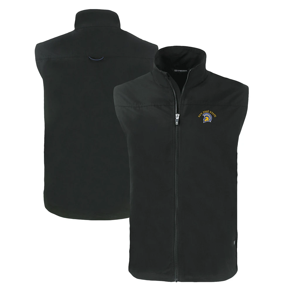 Men's Cutter & Buck Black San Jose State Spartans Big Tall Charter Eco Full-Zip Vest