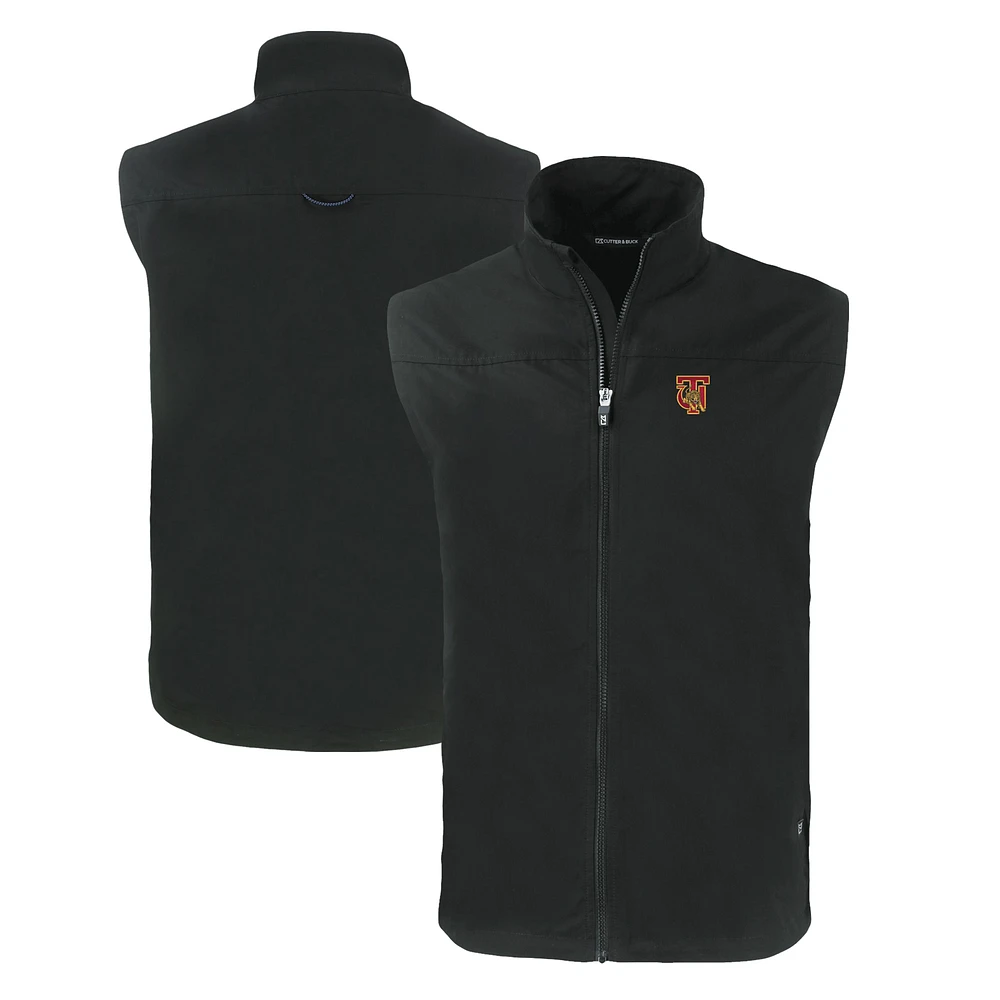 Men's Cutter & Buck Black Tuskegee Golden Tigers Big Tall Charter Eco Full-Zip Vest