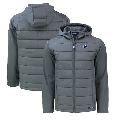 Men's Cutter & Buck  Gray Penn State Nittany Lions Big & Tall Evoke Hybrid Eco Softshell Recycled Full-Zip Hoodie