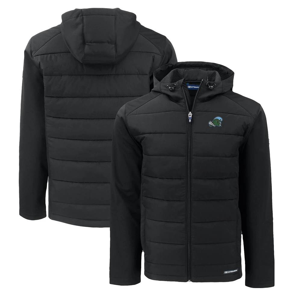 Men's Cutter & Buck Tulane Green Wave Big Tall Evoke Hybrid Eco Softshell Recycled Full-Zip Hoodie