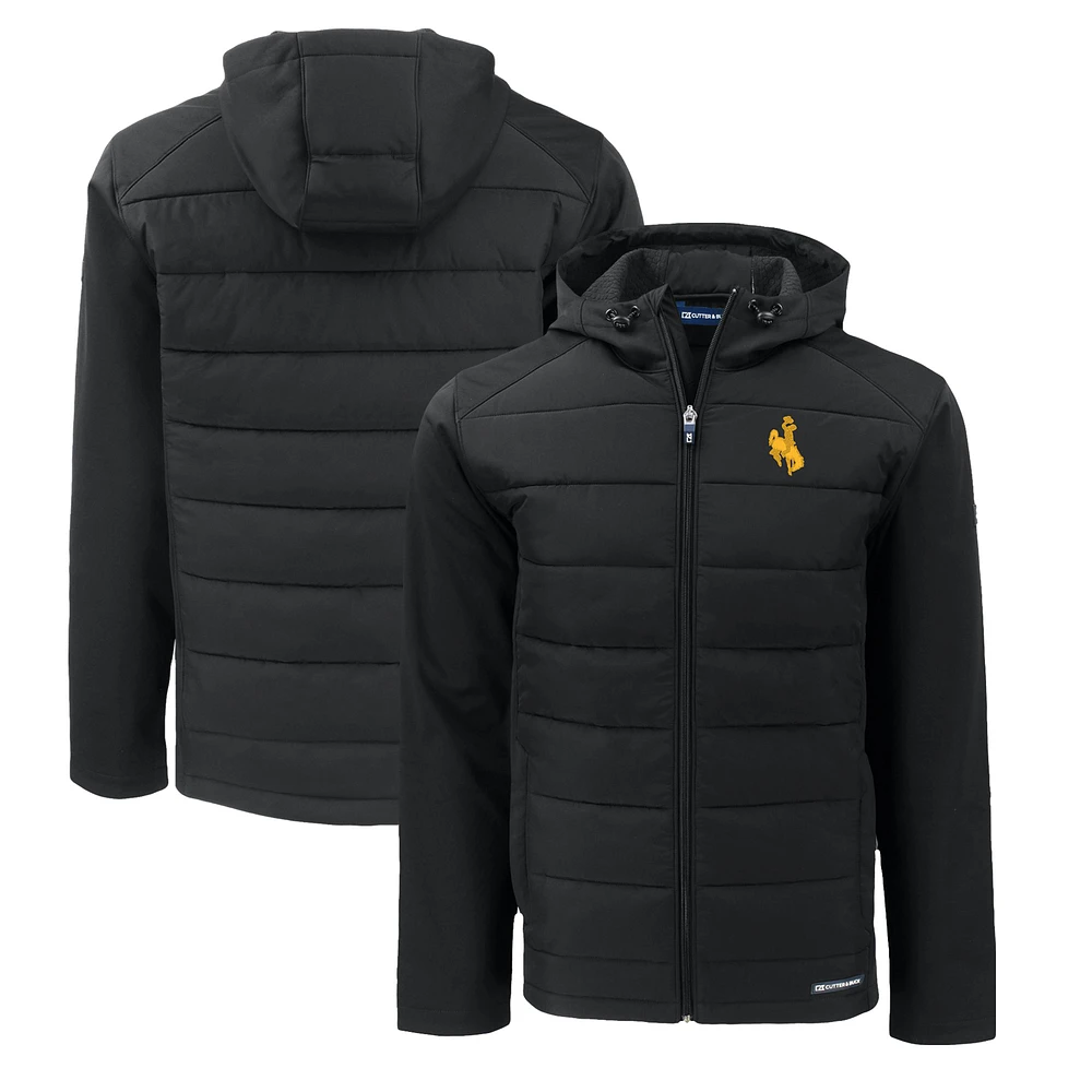 Men's Cutter & Buck Wyoming Cowboys Big Tall Evoke Hybrid Eco Softshell Recycled Full-Zip Hoodie