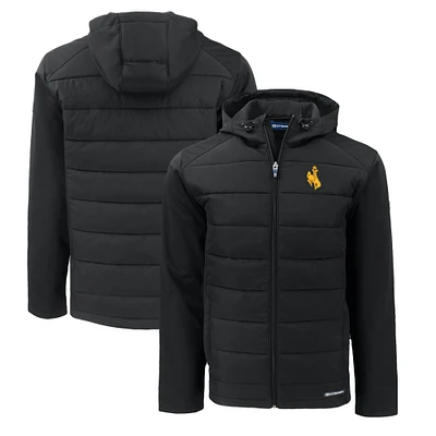 Men's Cutter & Buck Wyoming Cowboys Big Tall Evoke Hybrid Eco Softshell Recycled Full-Zip Hoodie