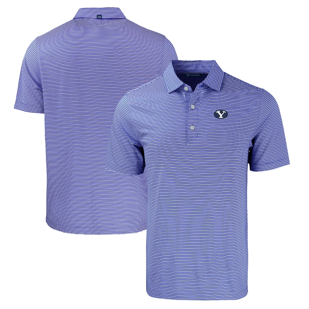 Men's Cutter & Buck Royal/White BYU Cougars Big Tall Forge Eco Double Stripe Stretch Recycled Polo