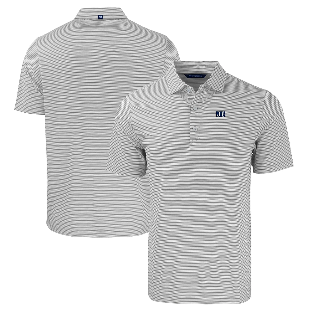 Men's Cutter & Buck Gray/White Jackson State Tigers Big Tall Forge Eco Double Stripe Stretch Recycled Polo