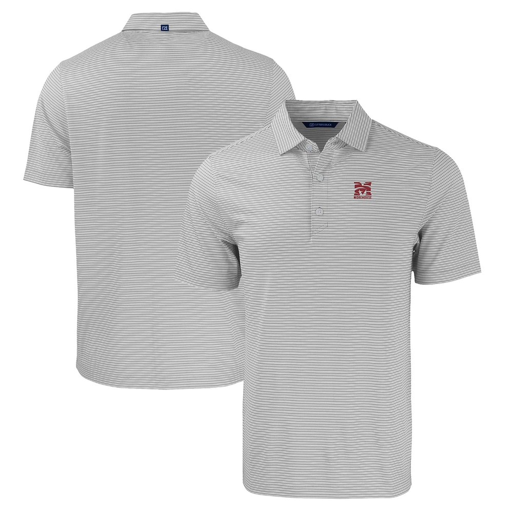 Men's Cutter & Buck Gray/White Morehouse Maroon Tigers Big Tall Forge Eco Double Stripe Stretch Recycled Polo