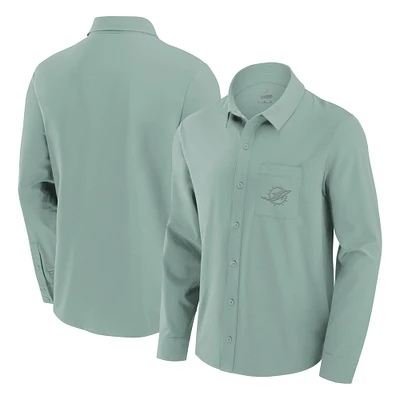 Men's Fanatics Mint Miami Dolphins Front Office Long Sleeve Button-Up Shirt