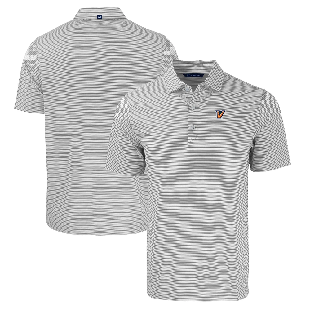 Men's Cutter & Buck Gray/White Texas-Rio Grande Valley Vaqueros Big Tall Forge Eco Double Stripe Stretch Recycled Polo
